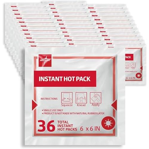 Medline Instant Warm Pack, Disposable, 6" x 6", Economical, 36 per Pack, Heat Packs for Pain Relief, Muscle Soreness and Increased Blood Flow