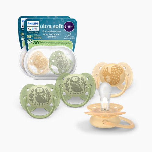 Philips Avent Ultra Soft Pacifier 6-18M (4 Pack) - Squirrel / Owl, 6-18M