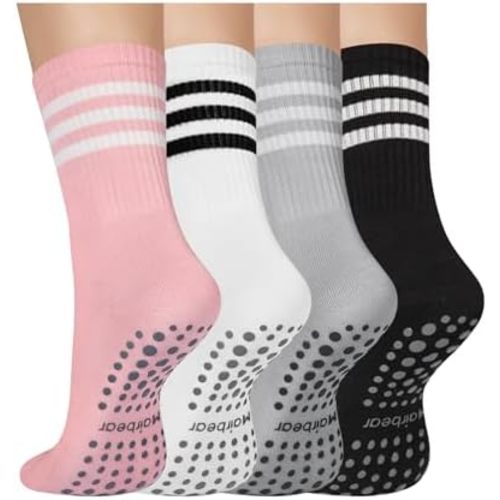 Mairbear Cute Pilates Socks with Grips for Women Non Slip Grippy Yoga Socks for Barre Hospital Ballet Dance Workout