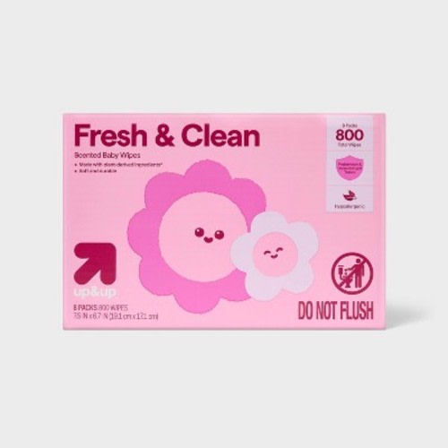 Fresh & Clean Scented Baby Wipes - 8pk/800ct Total - up&up™