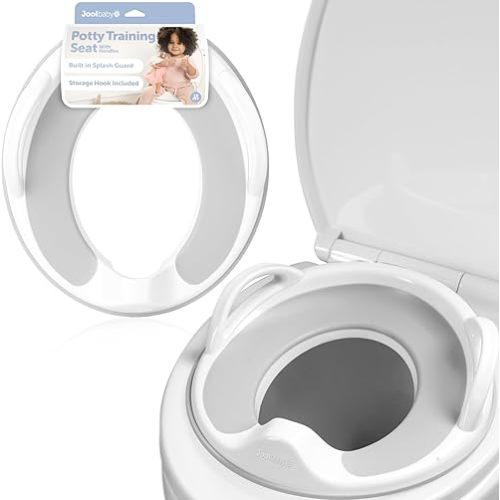 Jool Baby Potty Training Seat for Boys and Girls With Handles, Fits Round & Oval Toilets, Non-Slip with Splash Guard, Includes Free Storage Hook (Gray)