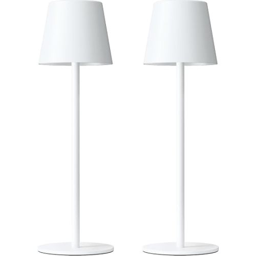 Kakanuo White Cordless Table Lamp Rechargeable - 2 Pack 5000mAH Battery Operated Lamp for Table, 3 Color Stepless Dimming Wireless Lamp for Kitchen Counter, Touch Control