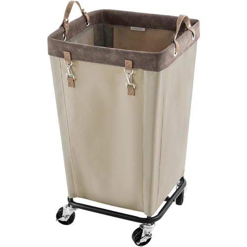 StorageWorks 160L Laundry Basket with Wheels, Large Rolling Hampers for Clothing Organizer, Dirty Clothes Basket for Hotel, Home, Closet, Dorm, Light Khaki