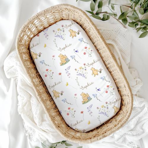 Custom Pooh Nursery Bedding, Soft Crib Bedding set, Pooh Bear Crib Bed Sheets, Crib Bedding Girls, Nursing Pillow Cover,Personalized Nursery