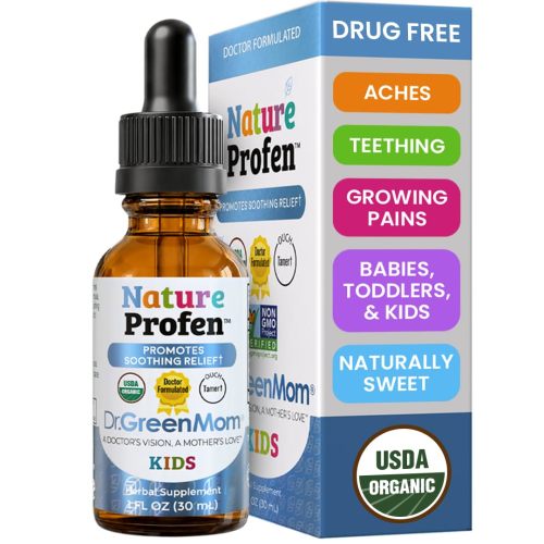 Amazon.com: Dr. Green Mom Nature Profen Natural Relief for Infants & Kids | USDA Organic Herbal Drops for Teething, Growth Spurts, and Occasional Discomfort | Natural Child & Baby Comfort Aid