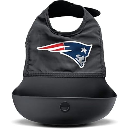 Smilo Silicone Bib - Officially Licensed NFL Fabric & Silicone Baby Bib with Crumb Catcher for Babies and Toddlers