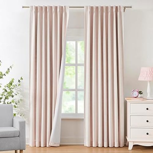 Central Park Pink Pinch Pleat Blackout Curtain Panel with Hook, 40"Wx84"Lx2