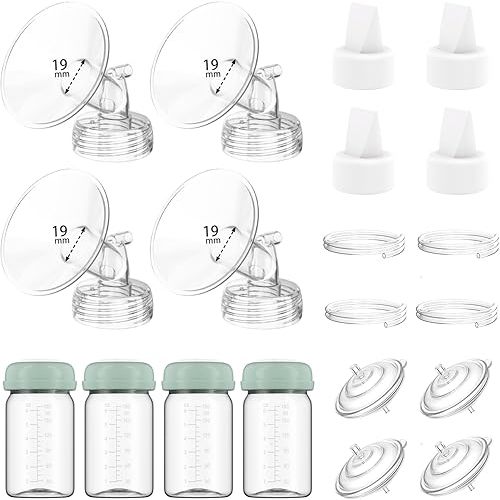 4 Full Pump Parts Kits for Spectra S1/S2/9 Plus/Synergy Gold, Replacement Kit for Spectra Pump Parts 4PC,Include 19mm Flange, Duckbill Valve, Tube, Bottle, Backflow Protector, Not Original Accessories