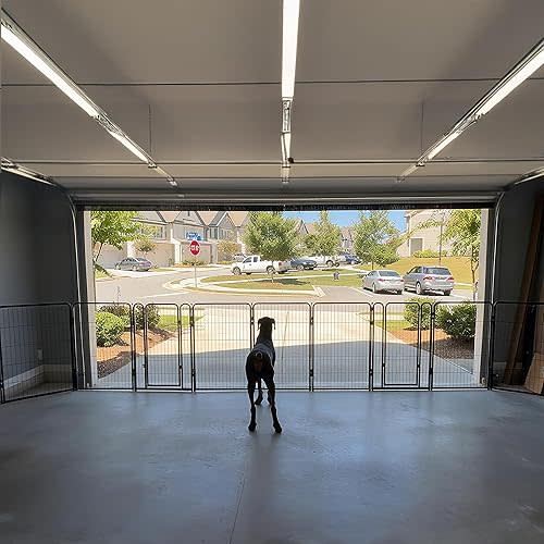 FXW Dog Gate Extra Wide Designed for Indoor Use, Adjustable Width Up to 219-inch Wide (40" H 8 Wire Panels for Medium and Large Dogs), Black