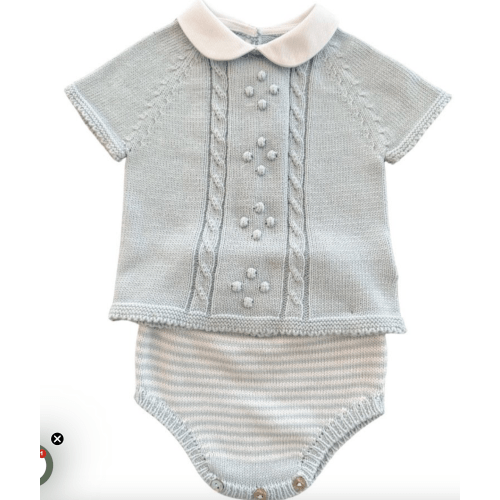 MI LUCERO BRAIDED SHORT SLEEVE SWEATER DIAPER SET