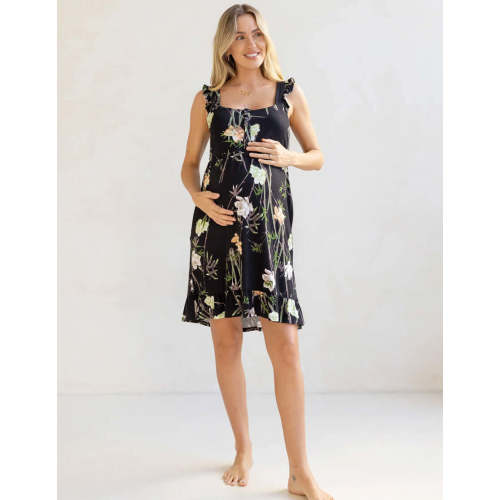 Grace Labor & Nursing Nightgown | Black Floral