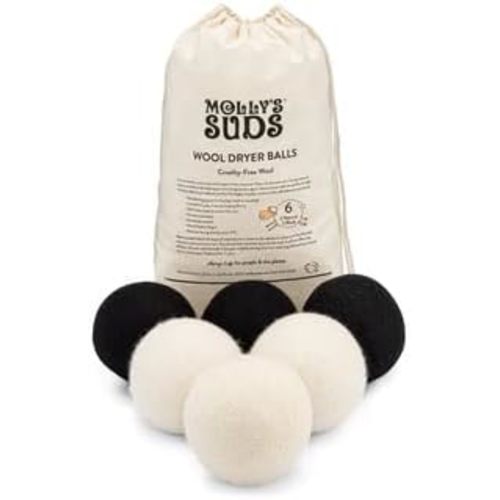 Molly's Suds Wool Dryer Balls | Natural Fabric Softener, Hypoallergenic, Reusable, Unscented, Reduce Drying Time | Large, Mixed Set of 6