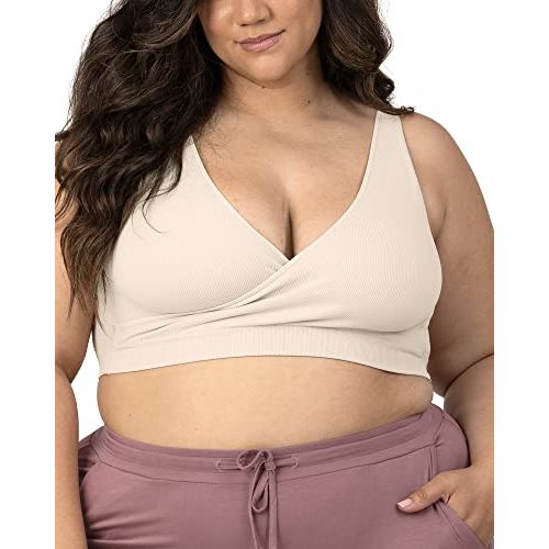 Kindred Bravely Sublime Wireless Adjustable Crossover Nursing Lounge Bra | Nursing sleep bra for pregnancy to postpartum. Ribbed and stretchy fabric with removable padding for all-day wear