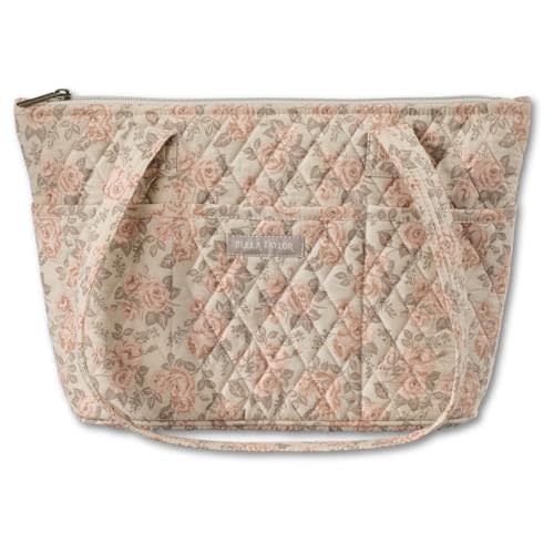 Bella Taylor Small Tote, Quilted Purse for Women, Lightweight Fabric Handbag, 10 Pockets, Zip Top