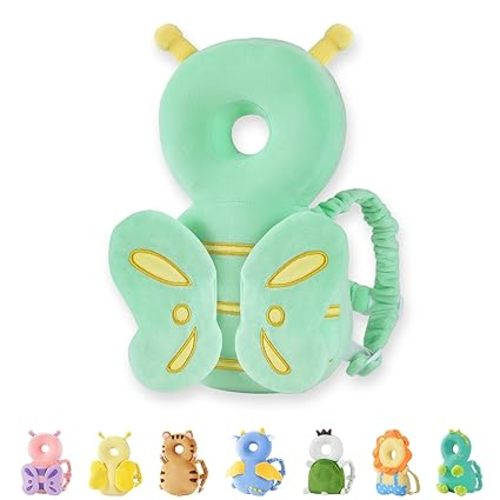 JunNeng Baby Head Protector Backpack, Toddler Walking Fall Head Protection, Pink Butterfly