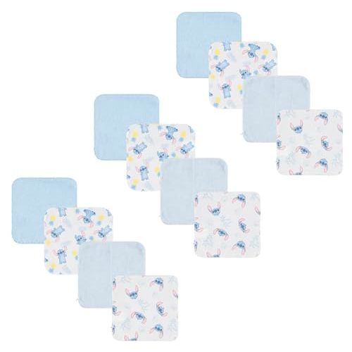Disney Baby Washcloths 12 Pack – Ultra Soft Baby Wash Cloths, Lilo & Stitch (Stitch & Angel), Winnie the Pooh & Mickey Mouse, Absorbent Newborn Bath Essentials