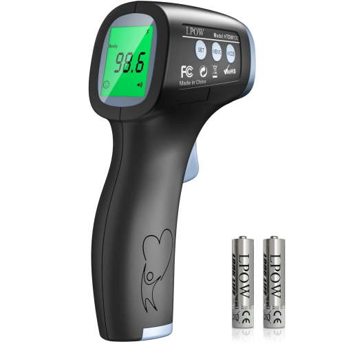 LPOW Infrared Digital Forehead Thermometer, 1s Reading, 3 Colors Backlight, 50 Memories Recall, All Ages HSA/FSA Eligible