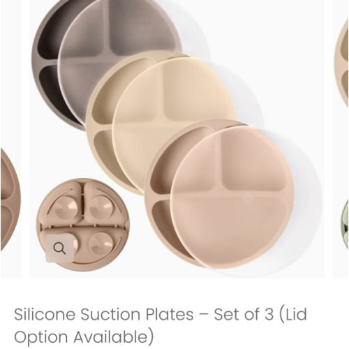 WeeSprout | Silicone Suction Plates with Lids Divided Silicone Plates | Set of 3