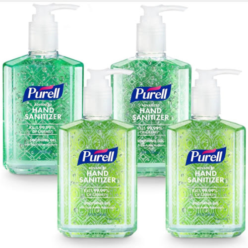 PURELL Advanced Hand Sanitizer Soothing Gel, Fresh Scent, 8 fl oz Pump Bottle (Pack of 4), 9674-06-ECDECO