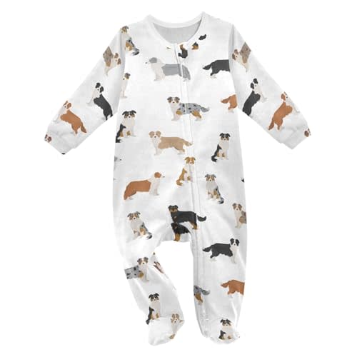 vvfelixl Exercises Doberman Dog Baby Sleepers For Girl Boys Newborn Baby Play One-Piece Footies For 0-24 Months White