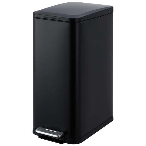 Slim Trash Can, Smudge Resistant Rectangular Garbage Can with Soft-Close Foot Pedal, Brushed Stainless Steel, 50 Liter/13 Gallon