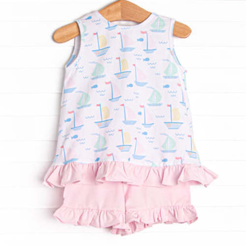 Dock Days Ruffle Short Set, Pink – Stitchy Fish