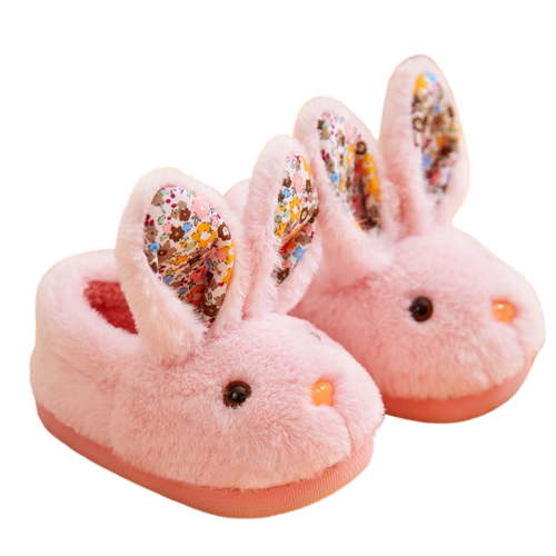 Baby Slippers Kids Girls Cute Winter Slippers, Child Cartoon Rabbit Shape Warm House Shoes Toddler House Shoes 18 Months-24 Months Pink