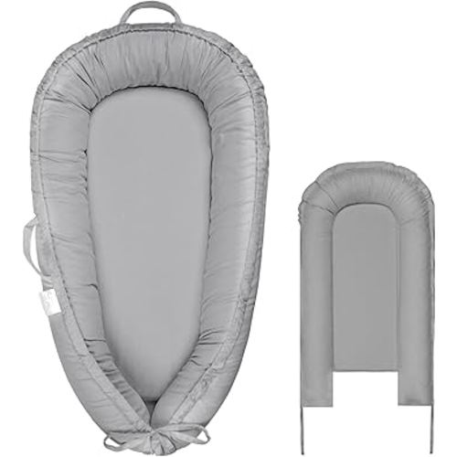 Baby Lounger Cover for Boys and Girls, Gray 100% Cotton Baby Nest Cover, Breathable Replacement Cover for Infant and Newborn Snuggle Me Lounger, Cover Only