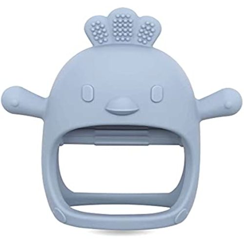 Komfy LilLove Handle Wrist Baby Food Grade Silicone Teething, BPA Free, Anti-Drop,Sustainable, Washable, and Non Toxic Silicone Baby Mitten Teether for Soothing Teething Pain Relief (Cambridge Blue)