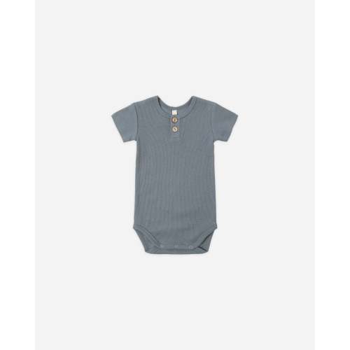 Ribbed Henley Bodysuit Ocean