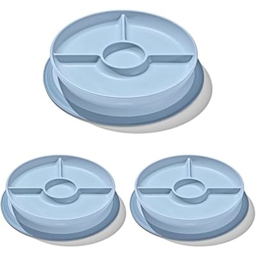OXO Tot Stick and Stay Suction Divided Plate - Dusk (Pack of 3)
