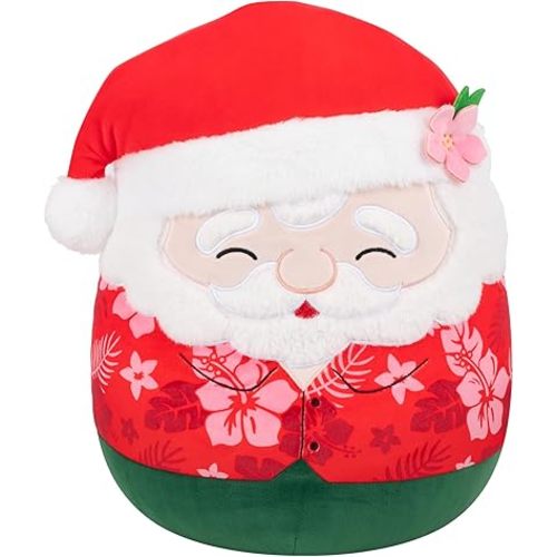 Squishmallows Original 14in Nick the Santa Claus in Red Hawaiian Shirt – Official Jazwares Holiday Plush (Large)
