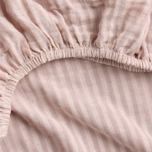 Supersoft Lilac Rose Striped 100% Organic Cotton Gauze Baby Crib Fitted Sheet