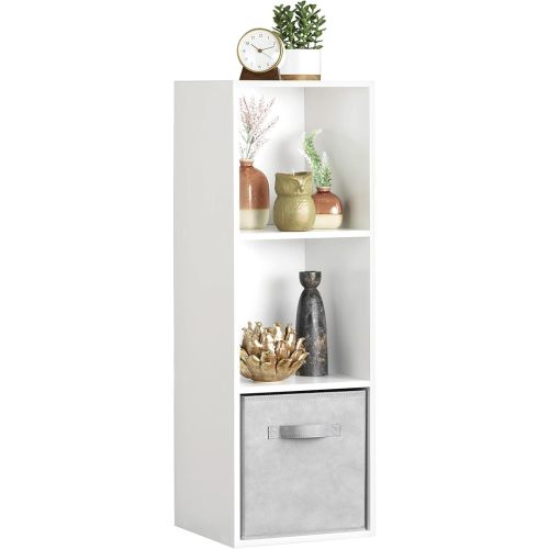 Whitmor 3 Cube Storage Organizer, 3 Tier Stackable MDF Wood Bookcase, Open Storage Display Bookshelf, Storage Cabinet for Living Room, Bedroom, Home, Office, 12.2" L x 11.7" W x 35.6" H, White