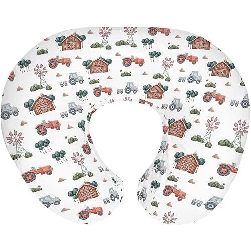 Boho Farm Animals Life Baby Nursing Pillow Covers for Boy Girl Tractor Barn Pig Hen Duck Windmill Nursery Pillowcase for Breastfeeding Pillows Farmyard Soft Stretchy Slipcover for Newborn Infant