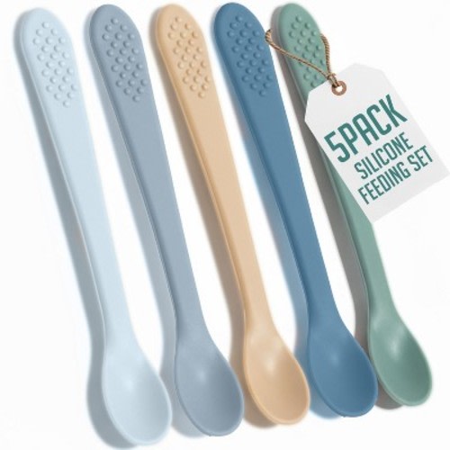 Baby Spoons - Infant Spoons First Stage - Silicone Baby Spoon For Self Feeding - First Stage Baby Feeding Spoon Set Gum Friendly - BPA Free