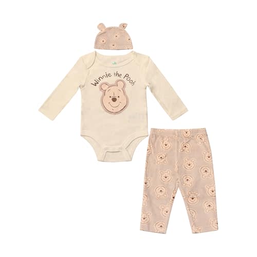 Magic Threadz Disney Clothes Baby Boys Bodysuit, Pants & Hat 3-Piece Outfit – Mickey, Pooh, Stitch, Cars, & Spiderman (0–9M)