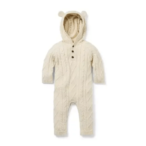 Baby Fluffy Bunny Heather Baby Bear Ear Hooded One-Piece by Janie and Jack