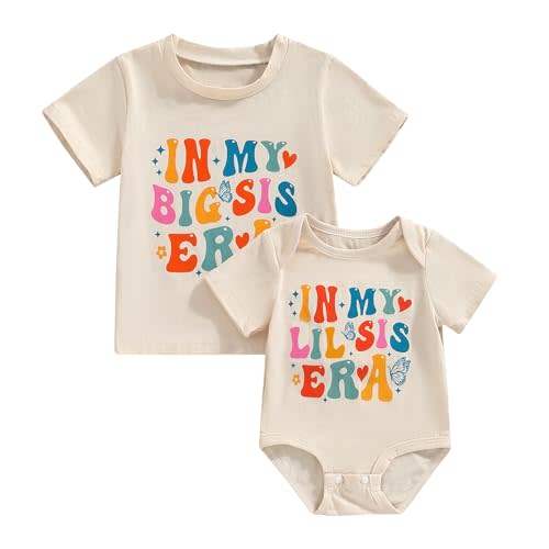 ZAXARRA Big Sister Little Sister Matching Outfits Toddler Kids T-Shirt Newborn Baby Girl Romper Cute Top Clothes 2PCS