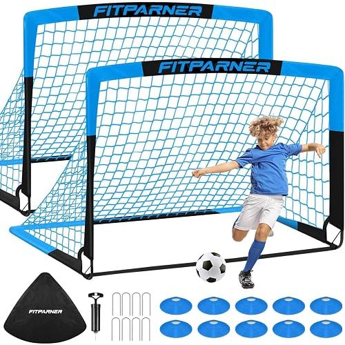Kids Soccer Goals for Backyard Set - 2 Pack of Portable Pop Up Soccer Nets with Ball,Cones,Complete Training Equipment Kit for Toddler,Youth,Kids Age 3-14,Outdoor Sports Game