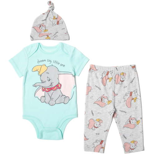 Disney Classics Dumbo Newborn Baby Boys Bodysuit Pants and Hat 3 Piece Outfit Set Newborn to Infant