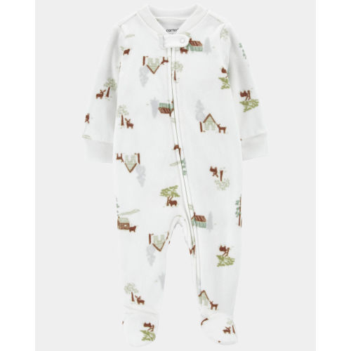 Baby Boy Barn Print Fleece Sleep & Play Pajamas - White - Carter's | Carter's