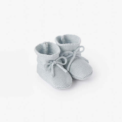 Pale Blue Garter Knit Baby Booties BLUE / 0-12M