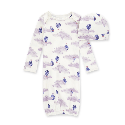 Burts Bees gown & cap set 0-6 mos.