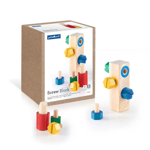 Guidecraft Screw Block - Wooden Toy for Toddlers Ages 2+