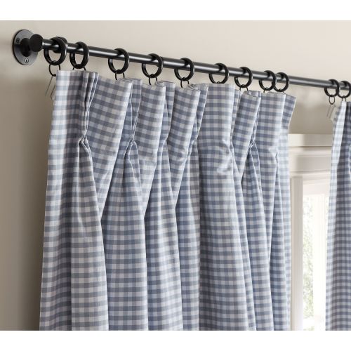 Pinch Pleat Gingham Blackout Curtain