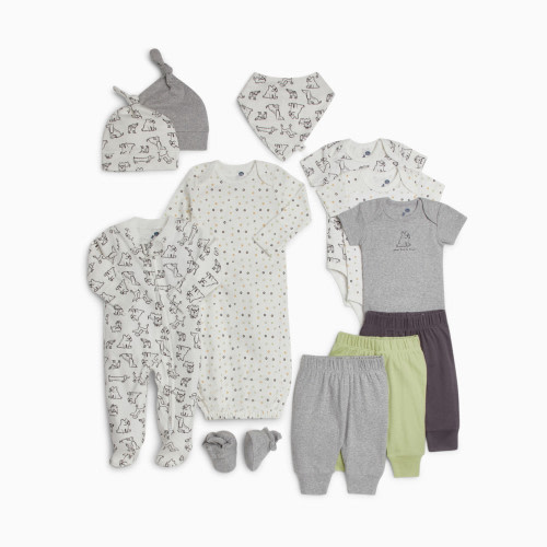 Small Story 12-Piece Essentials Layette Set - Crazy Dogs, 3-6 M