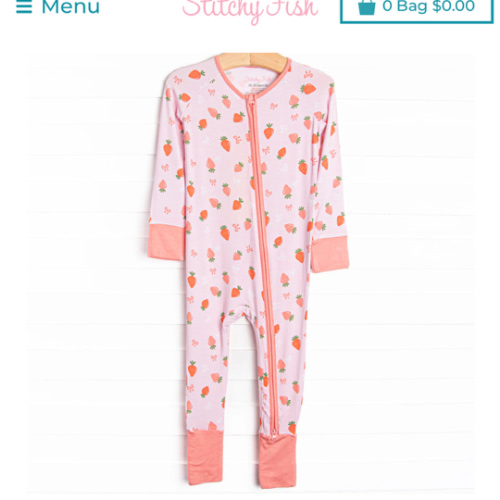 Berry Bow Bamboo Zippy Pajama, Pink – Stitchy Fish