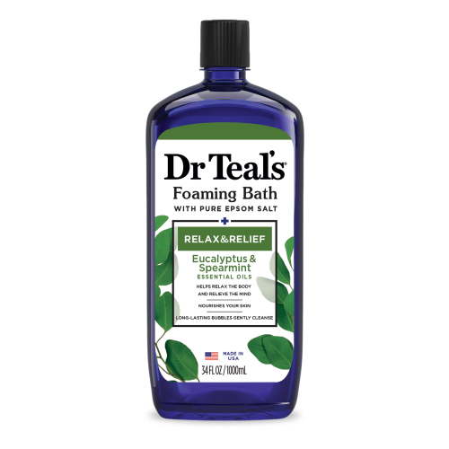 Dr Teal's Relax and Relief Foaming Bubble Bath with Eucalyptus Spearmint Pure Epsom Salt 34 fl oz