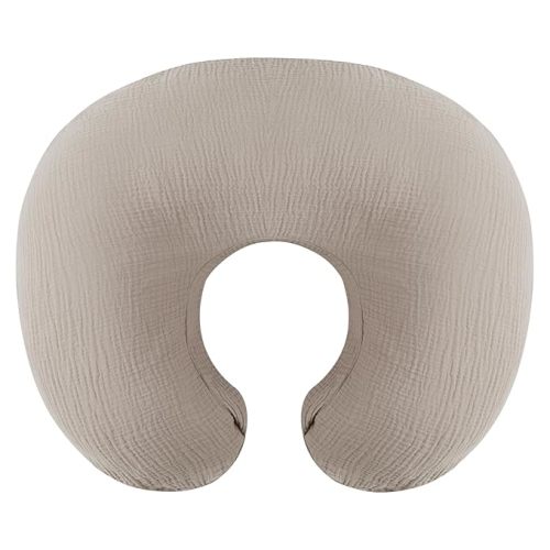 Onacosht Muslin Nursing Pillow Cover Soft 100% Cotton Feeding Pillow Slipcover Fits Standard Infant Nursing Pillow for Baby Boy and Girl, Fog